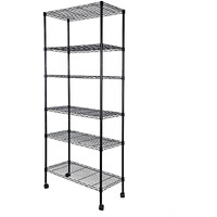 Simple Deluxe 6-Tier Shelving Units, 29.92'' W X 13.98'' D X 71.65'' H Adjustable Wire Shelving With Hanging Hooks And Wheels, Black