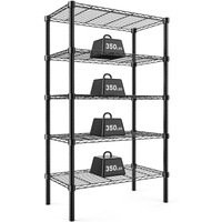 Dumos 5 Tier Metal Wire Rack Shelf Heavy Duty Standing Shelves Adjustable Steel Closet Shelving Unit Organizers And Storage For Kitchen Bathroom Pantry Office, 13.78"" D X 35.43"" W X 69.29"" H