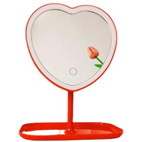 Taolivingmart Vanity Mirror, Heart-Shaped Makeup Mirror With Three-Level Dimming And Led Lights For Girls And Students (Red)