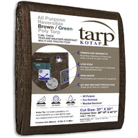Kotap 30 X 50 Ft. All-Purpose Multi-Use Protection/Coverage 5-Mil Poly Tarp, Reversible, Waterproof, Brown/Green, (Tbg-3050)