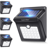 28 Leds Solar Lights Outdoor, Luposwiten Solar Motion Sensor Lights Wireless Security Lights, 400 Lumen Waterproof Solar Powered Lights For Steps Yard Garage Porch Patio(4-Pack)