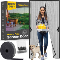 Hands-Free Magnetic Screen Door, Heavy Duty Fiberglass Self Sealing Screen Door Mesh Protector, Pet & Kid-Friendly, Stay-Open Buckle Keeps Bugs Out While Letting Nature In, Fits Door Size (38"" X 82"")