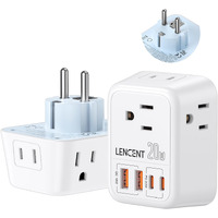 Lencent Germany France Travel Power Adapter, Pd 20W Usb C Fast Charger Adaptor, Schuko Type E F Plug Adapter With 4 Outlet, Essentials For Us To Europe Eu Spain Greece Russia German