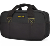 Fastech 14 Inch Small Tool Bag,Wide Mouth Tool Tote Bag,Waterproof Tool Organizer Bag,Electricians Repairman Tools Tote Bag Double Fabric Storage Bag (Black)