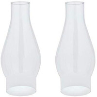 Ciata Oil Lamp, Glass, Victorian Hurricane Chimney Lamp Globe Replacement, 8-1/2 Inch Handblown Clear Glass Chimney Lamp Shade With 2-5/8 Inch Fitter And 3-5/8 Inch Bulge - 2 Pack