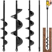 Auger Drill Bit For Planting 3 Pack With Extension - Spiral Hole Planter For Bulbs, Fence Posts, And Umbrella Holes - 3/8'' Hex Drive Drill- Gardening Hole Digger Yard Tools - Garden Drill Attachments