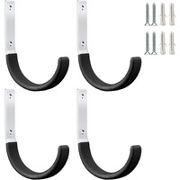 Geewatom Heavy Duty Steel Garage Hooks,Garage Storage Utility Hooks,Heavy Duty Garage Tool Organizer,Steel Wall Mount Hooks, Hose Hanger, Small Garden U Hooks (Black 4 Pack)