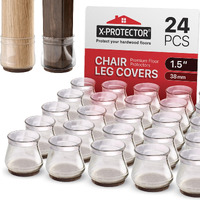 X-Protector 24 Pcs Chair Leg Floor Protectors For Hardwood Floors - Floor Protectors For Chairs - Silicone Chair Leg Floor Protectors - Chair Leg Caps - Furniture Pads (Fit 1.3"" - 2"")