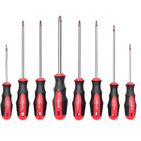 Rotation 8Pcs Magnetic Tip Torx Screwdriver Set, 8 Torx Star Screwdrivers, T8, T10, T15, T20, T25, T27, T30, T40 Red Tip | Red, Gloss, S2 Steel