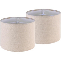 Go&So Drum Lamp Shades Set Of 2 Medium,Oatmeal Linen Lamp Shade 13""Top X 13""Bottom X 10""High(Spider),Replacement Lamp Shades For Floor Lamps,Table Lamp Shade,Hand Crafted Lampshade,Assembly Required