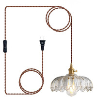 Xzhgcee Plug In Pendant Light Fixtures, Plug In Hanging Light Glass Pendant Light, Pendant Lighting For Kitchen Island, Bedroom, Dining Room, Living Room, E26 No Bulb