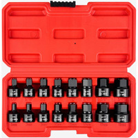 Wett 3/8-Inch Drive Low Profile Impact Hex Driver Set, 16-Piece Stubby Hex Bit Socket Set, Cr-Mo Steel, Sae/Metric, (1/4"" - 3/4"", 6-19Mm)