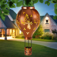 Solar Lanterns Outdoor Waterproof Cardinal Hot Air Balloon Metal Hanging Led Lantern Decoration Garden,Patio,Yard,Porch For Christmas Decor Gifts For Women Mom Friends