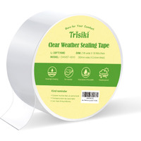 Trisiki Transparent Window Tape Sealing Weatherproofing, Window Weather Sealing Tape, Clear Window Insulation Tape For Doors Windows Shower Glass Gaps, Watertight, Surface-Safe, No Mess(2"" W X 33Ft)