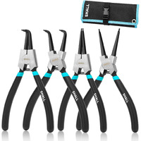 Shall 4Pcs Snap Ring Pliers Set, 7-Inch Internal External Circlip Pliers, Straight Bent C-Clip Pliers Lock Ring Pliers, 5/64"" Tip, Heavy Duty Reverse Pliers For Ring Remover Retaining W/Portable Pouch