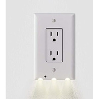 4 Pack - Wall Plate Night Light - Hello Light - Led Night Lights Built Into Electrical Outlet Wall Plates - Turn Nightlight On/Off Automatically (D  Cor, White)
