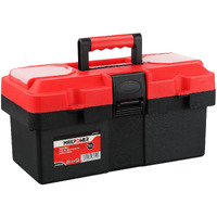 Maxpower Small Tool Box, 14-Inch Plastic Tool Boxes With Handle, Removable Tray With Dual Lock Secured, Red Toolbox For Home