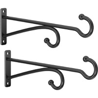 10"" Plant Hanger Hook Outdoor Indoor - Planter Hooks For Hanging Plants, Plant Wall Hooks, Brackets For Hanging Plants, Baskets, Wind Chimes, Bird Feeders, Lanterns, Bird Houses (Black, Metal, 2-Pack)