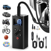 Tire Inflator Portable Air Compressor, 150Psi Cordless Air Pump For Car Tires, 4X Faster Bike Tire Pump With Pressure Detection, Air Pump For Car Tires For Car Motor Bike Ball (Black)