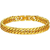 Richsteel Sturdy Mens Chain Bracelet Gold Plated Stainless Steel Link Bracelets