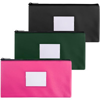 Nickang 3 Pack Money Bags With Zipper For Cash | 11.25"" X 6.25"" | Pink, Black, Green | Bank Deposit Bags, Money Pouches For Cash With Zipper, Cash Register Bags. (3 Colors)