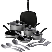 Tramontina Primaware 15-Piece Non Stick Cookware Set With Lids And Utensils, Aluminum Nonstick Pots And Pans Kitchen Set (Silver)