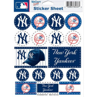 Mlb New York Yankees Vinyl Sticker Sheet, 5"" X 7""