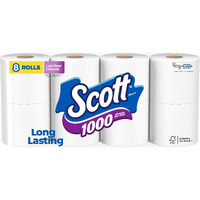 Scott 1000 Sheets Per Roll, 8 Toilet Paper Rolls, Bath Tissue