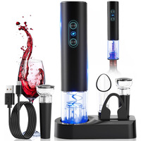 Otuseta Electric Wine Opener, Rechargeable Cordless Wine Accessories, Stainless Steel Cordless Automatic Wine Bottle Corkscrew With Vacuum Stoppers, Foil Cutter For Home Party Wedding, Bars(Black)