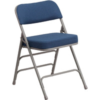 Flash Furniture Hercules Series Premium Curved Triple Braced & Double Hinged Navy Fabric Metal Folding Chair