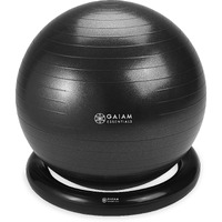 Gaiam Essentials Balance Ball & Base Kit, 65Cm Yoga Ball Chair, Exercise Ball With Inflatable Ring Base For Home Or Office Desk, Includes Air Pump, Black