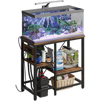 Bestier 20-29-37 Gallon Fish Tank Stand With Power Outlet, 30X13 Metal Aquarium Stand, 6-Leg Reptile Tank Stand With 3-Tier Adjustable Storage Shelves, 400Lbs Capacity