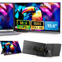Laptop Screen Extender Portable Monitor, Dual 15.6"" 1080P Fhd Frameless Screen, Detachable Monitor Extender For Laptop, Fit For 13-17"" Laptop,Plug & Play Compatiable With Windows/Mac/Chrome/Android