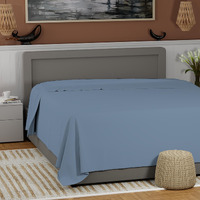 100% Cotton Bluish Gray Full Size Flat Sheet Only, Cool & Crisp Percale Weave Flat Sheet, Highly Breathable & Comfortable, Top Sheet Bluish Gray (82 In. X 96 In.)