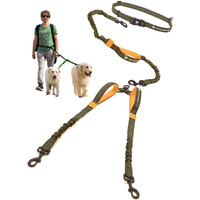 Exquisite Hands-Free Leash For Two Large Dogs - Perfect For Active Pet Owners - Comfortable, Durable & Ideal For Running, Walking, Hiking - Premium Dual Waist Lead With Bungee - Must-Have Dog Gear