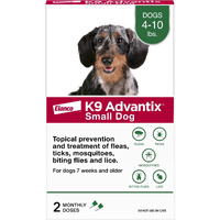 K9 Advantix Flea, Tick & Mosquito Prevention For Dogs 4-10 Lbs. | Flea Drops For Small Dogs | Apply Monthly | 2 Treatments