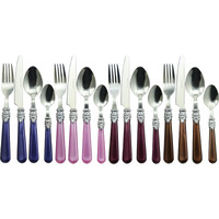 The Original Brink House Gala Mix & Match Stainless Steel Cutlery Set With High-Sheen Baroque Handles / 16 Pieces With Metal Stand, Lifestyle Utensils Set For Home, First Apartment, Dorm, Dinner Party
