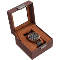 Procase Single Watch Box For Men - Storage Holder Organizer With Glass Lid, 1 Slot Display Case - Espresso
