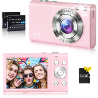Digital Camera, 4K Vlogging Camera For Youtube Autofocus 48Mp Uhd Cameras For Photography With Anti-Shake, 16X Digital Zoom Point And Shoot Digital Camera With 32Gb Card For Teens Adult Beginner-Pink