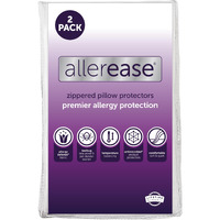 Set Of 2 Standard/Queen Allerease Pillow Protectors - Temperature Balancing, Allergist Recommended - Premium Breathable, Zippered Protectors
