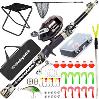 Daddygofish Kids Fishing Pole - Rod Reel Combo Tackle Box Starter Set - First Year Small Dock Gear Kit For Boys Girls Toddler Youth Age Beginner Little Children Junior Anglers (Black, 4Ft)