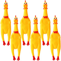 Zddaoole 6 Pcs Large Screaming Chicken Dog Toys,Yellow Rubber Chicken 12 Inch,Squeeze Squeaky And Screaming Chicken,Prank Novelty Toy For Kids Or Adults