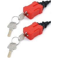 Qwork Electrical Cord Plug Lockout Device For Electrical Cord, 2 Pack Plug Locking Safety Lock Fits 2 & 3 Prong Plugs, Electrical Shutdown Service, Built-In Lock Cylinder, Dual Key