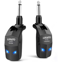 Lekato 2.4Ghz Wireless Guitar System Audio Wireless Transmitter And Receiver Rechargeable Guitar Wireless System With 4 Channels For Guitar Bass Electric Instruments Practise/Performance(Ws-80)