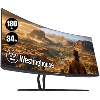 Westinghouse 34 Inch Curved Ultrawide Gaming Monitor, 180Hz, Amd Freesync Support, Low Motion Blur, 1500R Curve, 3440 X 1440, For Pc Games With Built In Speakers, 2X Displayport, 2X Hdmi