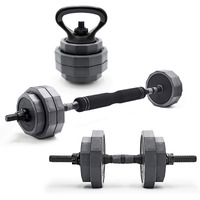 Cap Barbell 66 Lb Multi-Use Adjustable Weight Set - Versatile Dumbbell, Barbell & Kettlebell For Full-Body Workouts | Gray