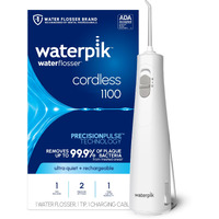 Waterpik Cordless 1100 Rechargeable Portable Water Flosser For Teeth, Gums, Braces Care And Travel, Waterproof, Usb Charging, Ada Accepted, Wf-30 White
