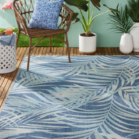 Tommy Bahama Malibu Palm Springs Coastal Indoor/Outdoor Area Rug, Navy Blue/Aqua Blue, 5'3""X7'3""
