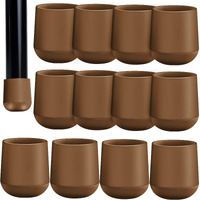 7/8 Inch Folding Chair Leg Caps Heavy-Duty Plastic Chair End Caps Non-Marring Furniture Glides Round Hardwood Floor Protectors(Beige,12 Pieces)