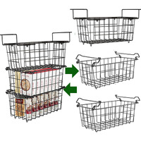 Freezer Baskets For Chest Freezer, Freezer Organizer Bins, 2 Pack Stackable Deep Chest Freezer Organizer & 1 Pack Adjustable Hanging Chest Freezer Organizer For 5-7 Cu.Ft Deep Freezer Sort Frozen Food